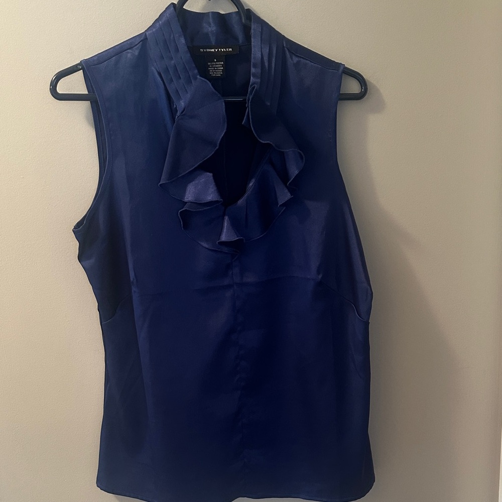Sydney Tyler Midnight Blue Ruffle Blouse